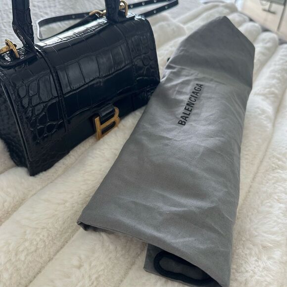 Balenciaga Black Croc-Embossed Mini Bag - Picture 8 of 13